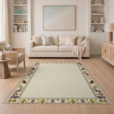 Beige Southwestern Rug with Geometric Tribal Borders