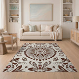 Brown Floral Mandala Vintage Area Rug