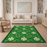 Green Shamrock Clover Green Area Rug
