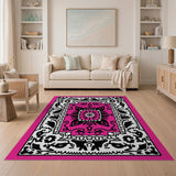 Pink Vibrant Pink Heritage Tribal Area Rug