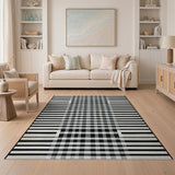 Black White Plaid Farmhouse Area Rug