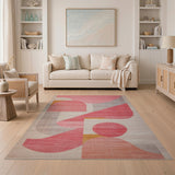 Multi-color and Patterns Vibrant Pink Abstract Geometric Area Rug