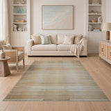 Beige Gold Striped Woven Area Rug