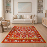 Vibrant Red Persian Floral Area Rug