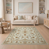 Ivory Gold Floral Persian Medallion Rug
