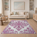 Floral Vintage Pink Vintage Pink Floral Damask Area Rug