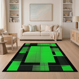 Bold Green Black Geometric Modern Area Rug