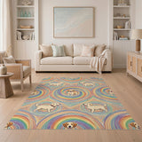 Rainbow Puppy Swirl Area Rug