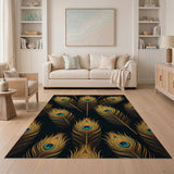 Golden Peacock Feathers Area Rug
