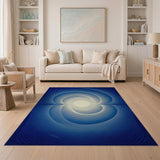 Geometric Modern Hypnotic Blue Spiral Geometric Area Rug