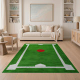 Soccer Field Green Area Rug with Red Center