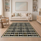 Heritage Tribal Beige Rug with Black N Grid Pattern