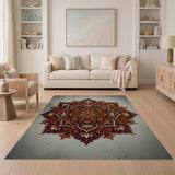Burnt Orange Mandala Persian Area Rug