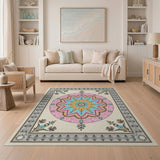 Vibrant Pink Teal Mandala Persian Area Rug