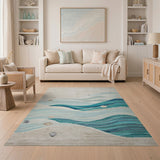 Seashell Ocean Waves Coastal Area Rug