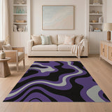Abstract Area Purple Swirling Purple Abstract Area Rug