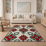 Red Star Floral Persian Area Rug
