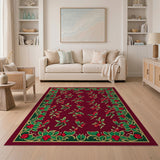 Red Berry Cluster Ornate Border Area Rug