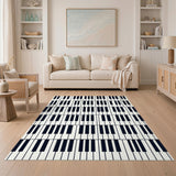 Piano Keys Black White Area Rug