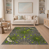Green Geometric Satellite Starburst Area Rug
