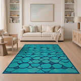 Teal Fish Scale Coastal Area Rug