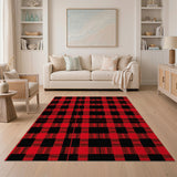 Black Buffalo Plaid Rustic Farmhouse Bold Red Black Buffalo Plaid Area Rug