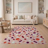 Geometric Modern Vibrant Pink Multi-Color Geometric Area Rug