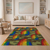 Rainbow Geometric Camo Area Rug