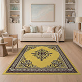 Ornate Gold Medallion Floral Area Rug
