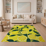 Vibrant Lemon Slice Yellow Fruit Pattern Rug