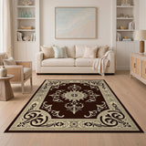 Ornate Brown Medallion Traditional Persian Rug