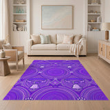Kids Cartoon Purple Cat Collar Paw Print Area Rug