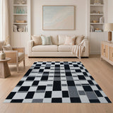 Black White Geometric Modern Area Rug