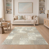 Beige and Neutral Beige Distressed Vintage Area Rug