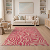 Abstract Area Pink Wavy Abstract Area Rug