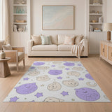 Dreamy Purple Cartoon Cats Stars Moons Area Rug