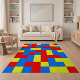 Multi-color and Patterns Vibrant Red Blue Yellow Geometric Area Rug