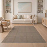Brown Tan Grid Woven Geometric Area Rug