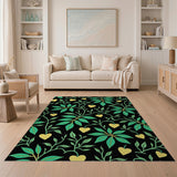 Lush Green Vines Golden Hearts Area Rug