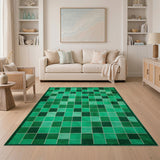 Vibrant Green Grid Mosaic Area Rug