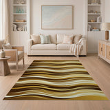 Wavy Brown Tan Abstract Abstract Area Area Rug