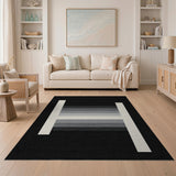 Modern Grey Geometric Stripe Rug