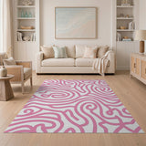 Playful Pink Wave Abstract Area Rug