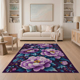 Purple Purple Peony Blooms Area Rug