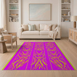 Vibrant Pink Green Heritage Tribal Area Rug
