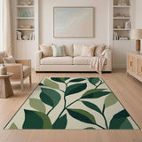 Green Abstract Area Lush Overlapping Green Leaves Area Rug