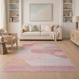 Blush Pink Abstract Wavy Area Rug
