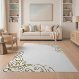 Elegant Gold Swirl Border Area Rug