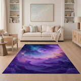 Purple Cosmic Nebula Swirl Area Rug