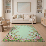Cherry Blossom Light Green Area Rug